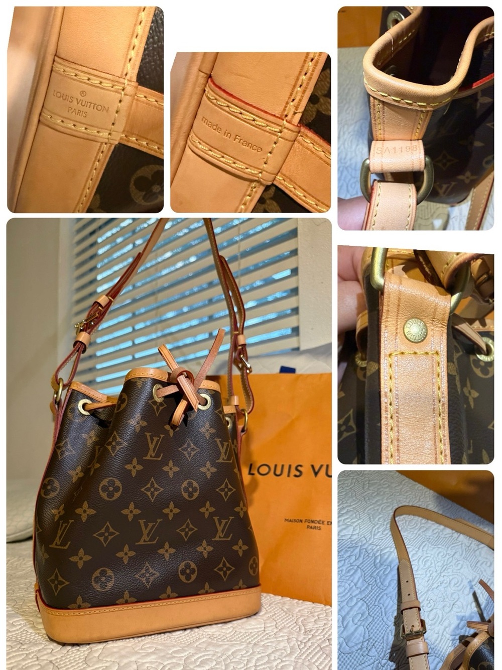 Louis Vuitton Monogram Drawstring Bucket Bag in Brown and Natural Vachetta